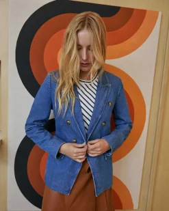 Tanya Taylor Michelle Denim Blazer Outlet