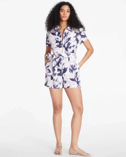 Tanya Taylor Short Sleeve Skye Romper Hot